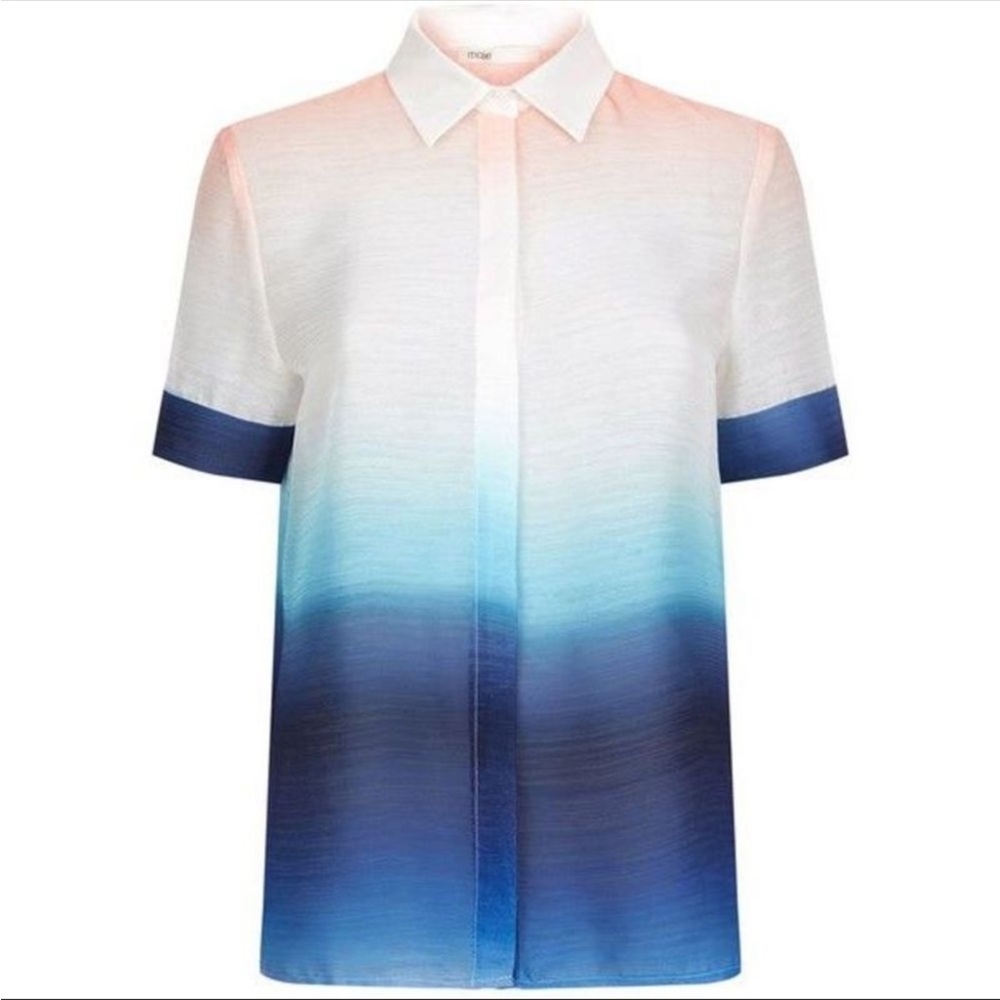 Maje Gradient Button Down Shirt - White, Orange, … - image 3